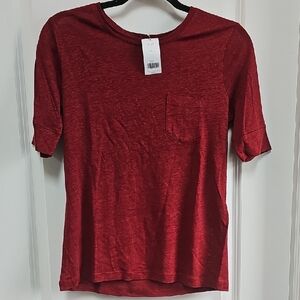 Banana Republic Red Short Sleeve Linen Tee Essential